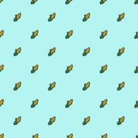 Seamless pattern with yellow corn icons. Colored corn background. Doodle vector illustration with vegetables