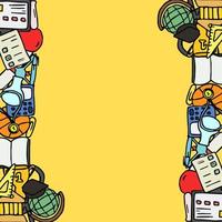 Colored vector education icons with place for text. Doodle vector frame with education icons