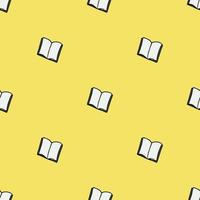Seamless book vector pattern. Colored books background. Doodle vector book pattern on yellow background