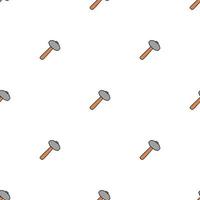 Seamless vector pattern with construction hammer. Colored construction tools background. Doodle construction pattern