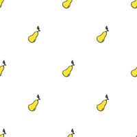 Seamless pattern with yellow pear icons. Colored pear background. Doodle vector illustration with fruits