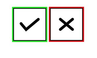 Checkmark and X icon in trendy flat style. Yes No symbol vector