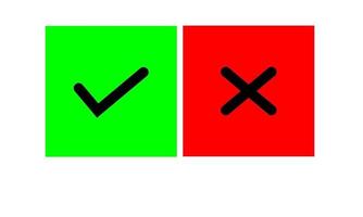 Checkmark and X icon in trendy flat style. Yes No symbol vector