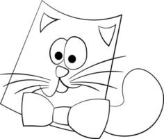 Cat with a boe tie in black and white vector