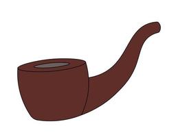 Single element Tobacco Pipe. Draw illustration in color vector
