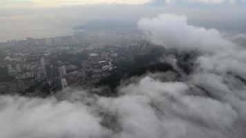 Aerial view fly toward Sungai Dua, Penang town video