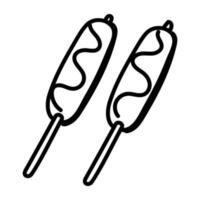 An icon of corn dogs doodle vector