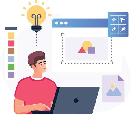 Get this amazing flat illustration of web developer