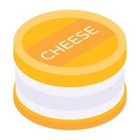 un icono isométrico de lata de queso vector