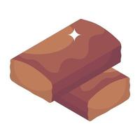 Editable chocolate bars isometric icon vector