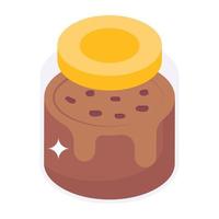 Dripping cake isometric editable icon design vector