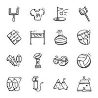Hand Drawn Icons of Players and Games vector