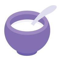 A curd bowl isometric icon vector