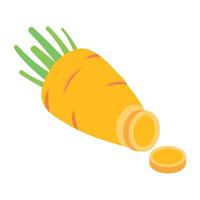 A well-designed isometric icon of carrot vector