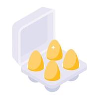 un icono de diseño isométrico de la bandeja de huevos vector