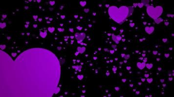 Purple love animation background with heart shape video