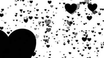 fundo de animação de amor preto com forma de coração
