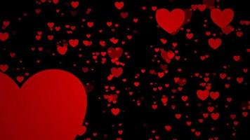 Red love animation background with heart shape video