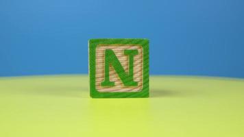 Close up shot letter N alphabet wooden block video