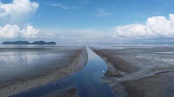 luchtbeweging over het modderige land van de smalle rivier video