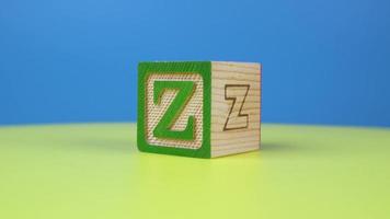 Close up shot letter Z alphabet wooden block