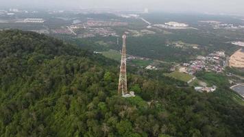 Aerial view 4G, 5G telecommunication tower video