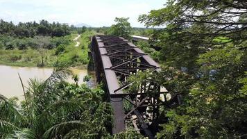 Steel railway across the river video