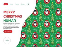 Web Landing page template for christmas party with cute alien santa claus vector