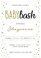 Simple baby shower card with glitter vector