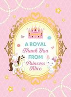 Royal birthday thank you card with bunny and horse vector