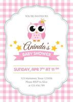 Baby shower invitation with cute pink owl