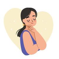 concepto de amor propio. personaje aislado de mujer con curvas. ilustración vectorial plana. vector