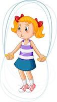 Cartoon girl jumping rope vector