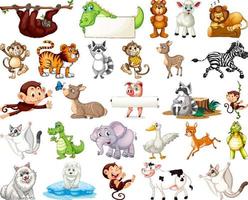 Set of animal cartoon character vector