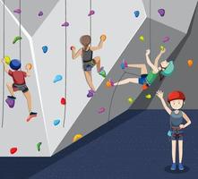 Indoor rock climbing gym vector