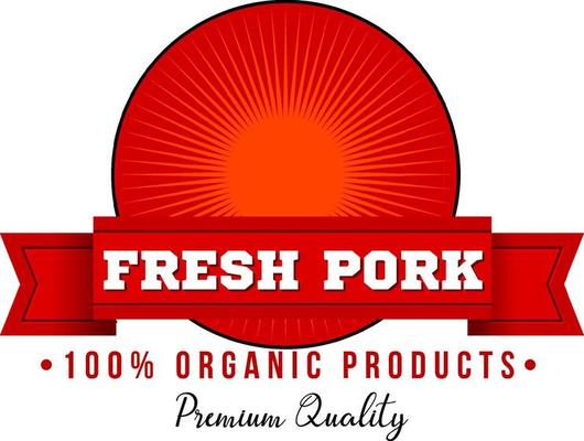 Fresh pork organic product logo template