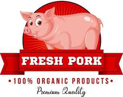 Pig cartoon character logo for pork products vector