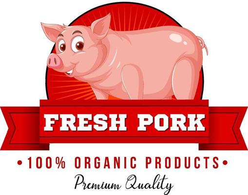 Pig cartoon character logo for pork products