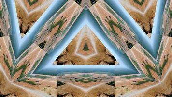campo seco de caleidoscópio em vista de simetria de triângulo