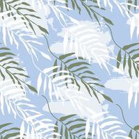 patrones sin fisuras tropicales. textura hawaiana moderna de ramas. diseño de selva dibujado a mano. ramas exóticas. ilustración vectorial de un patrón botánico. vector