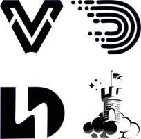 la ilustración vectorial de logotipos o símbolos con varias formas abstractas con un color negro y un fondo blanco lo convierte en un logotipo más perfecto, muy adecuado para logotipos de productos vector