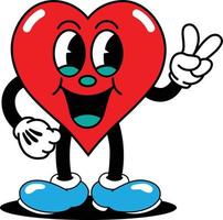 heart shaped cartoon character vector illustration with happy facial expression, suitable for love logo, heart logo