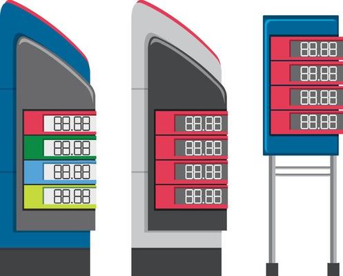 Set of gas station price displays