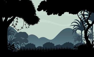 Silhouette shadow of forest scene vector