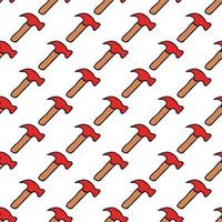 Seamless vector pattern with construction hammer. Colored construction tools background. Doodle construction pattern