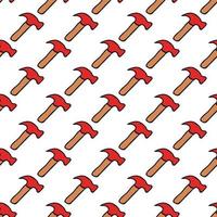 Seamless vector pattern with construction hammer. Colored construction tools background. Doodle construction pattern