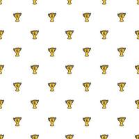 Seamless doodle pattern with championship cup. vector illustration with golden cup. Sport background