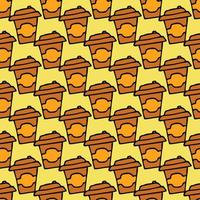 Seamless coffee pattern. Doodle vector with cup of coffee. Vintage coffe background