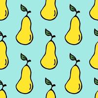 patrón sin costuras con iconos de pera amarilla. fondo de pera de color. garabato, vector, ilustración, con, frutas vector