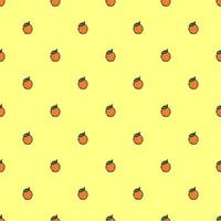 Seamless pattern with orange icons. Colored orange background. Doodle vector illustration with fruits
